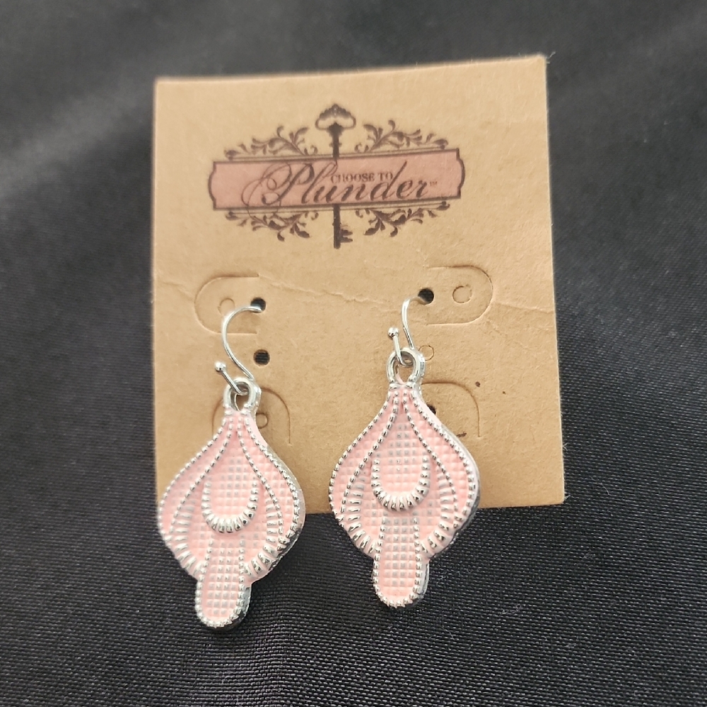 Plunder Pink and Silver Teardrop Earrings